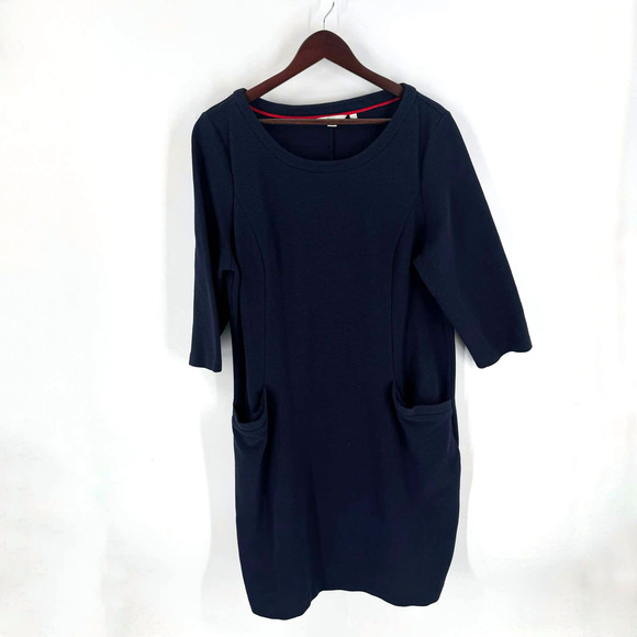 Boden Jasmine Ottoman Navy Blue 3/4 Sleeve Shift Dress with Pockets Size 18L - Picture 8 of 8